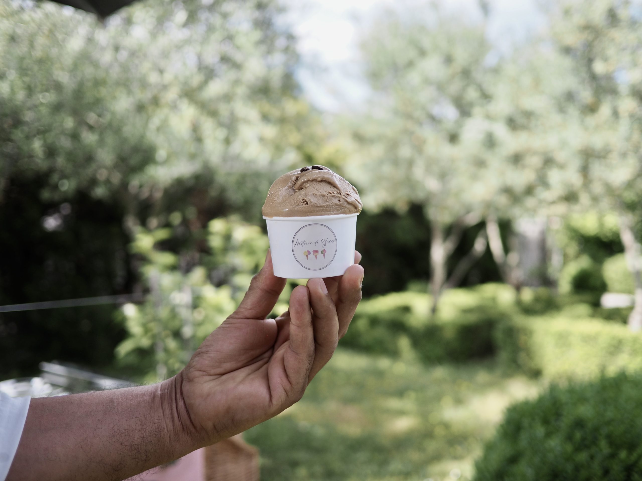 person holding cone with icecream